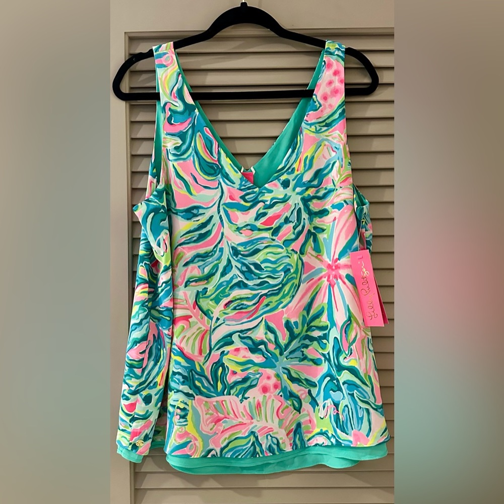 NWT Lilly Pulitzer Florin Reversible V-Neck Tank in 'One in a Melon' - Size L